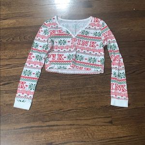 Pink long sleeve crop top